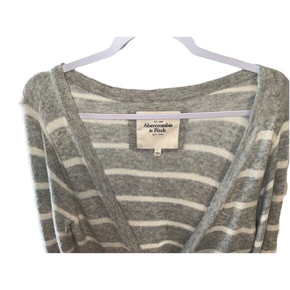 Abercrombie And Fitch Y2K Gray Striped Long Button Cardigan Size L - Picture 2 of 13